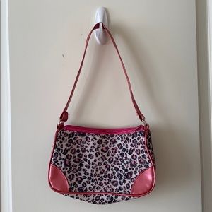 pink cheetah print baguette bag